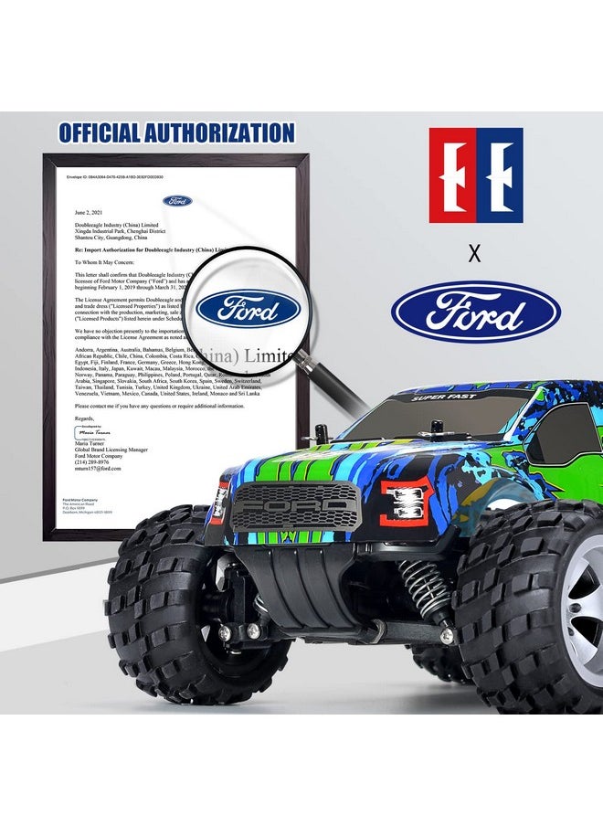 Double E - Ford Raptor F150 Remote Control Car 20Km/H 4Wd Rc Car With Rechargeable Battery Headlights High Speed Off Road Monster Trucks For Boys Girls Kids Green - Image 1