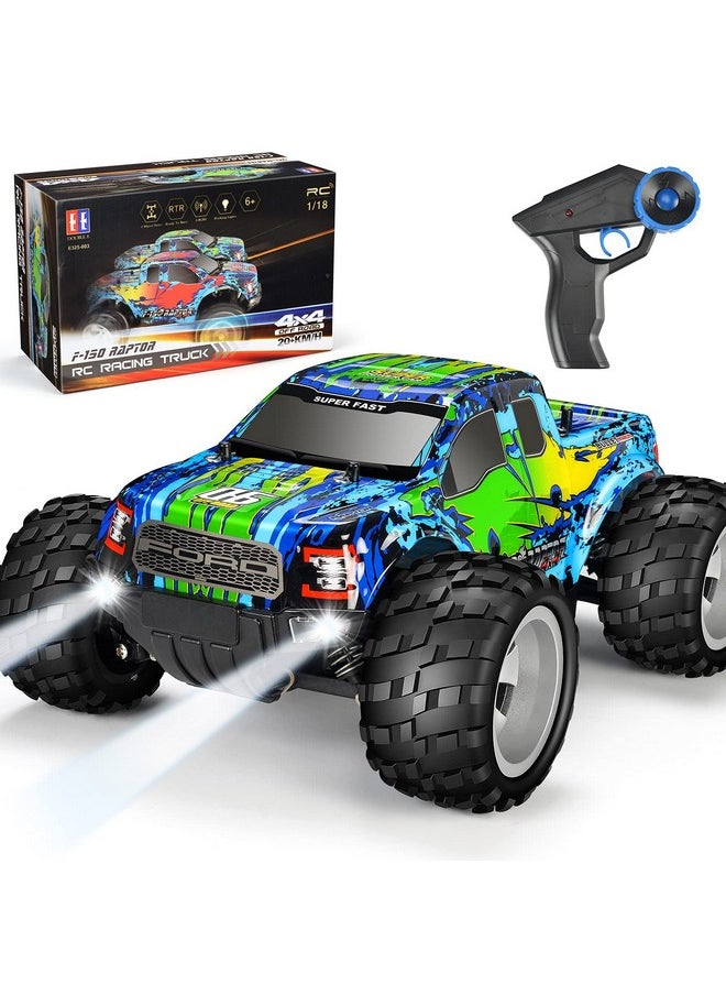 Double E - Ford Raptor F150 Remote Control Car 20Km/H 4Wd Rc Car With Rechargeable Battery Headlights High Speed Off Road Monster Trucks For Boys Girls Kids Green - Image 1