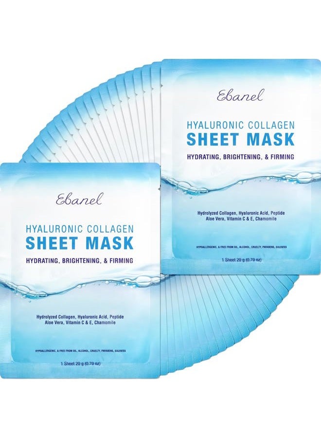 Ebanel 40 Pack Collagen Face Mask with Hyaluronic Acid, Vitamin C, Peptide, Aloe, Instant Brightening Hydrating Face Masks Skincare Korean Sheet Mask, Skin Firming, Lifting Anti Aging Facial Masks - Image 1