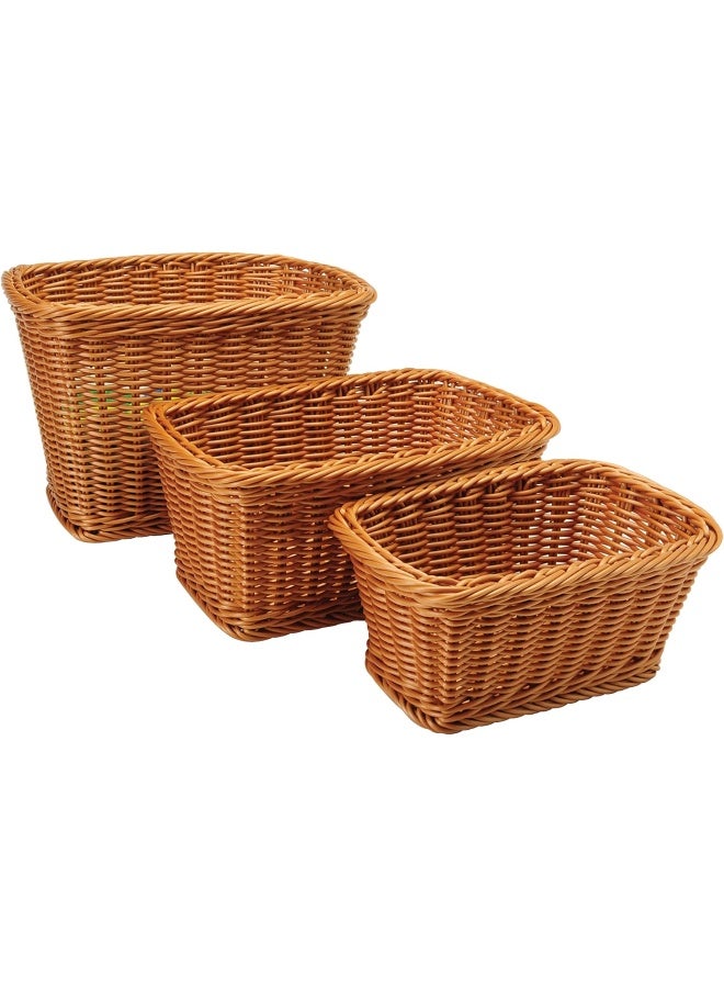 Constructive Playthings Rectangular Plastic Woven Baskets- Mixed Sizes Set of 3 - Image 1