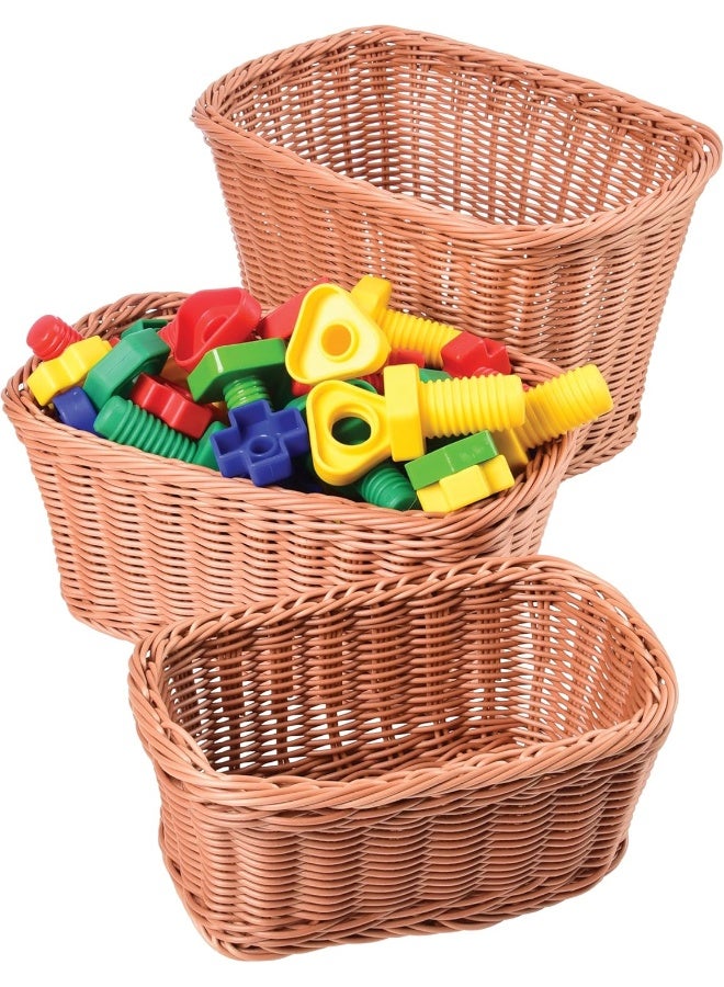 Constructive Playthings Rectangular Plastic Woven Baskets- Mixed Sizes Set of 3 - Image 4