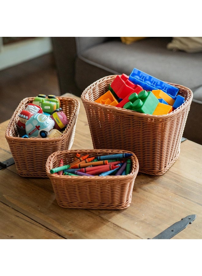 Constructive Playthings Rectangular Plastic Woven Baskets- Mixed Sizes Set of 3 - Image 5