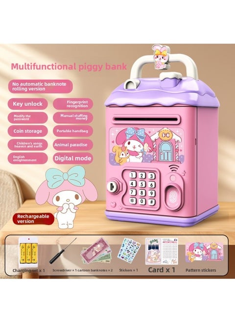 Can't Get In And Out Of The Year Piggy Bank Only Boys Password Box Kulomi Savings Girls Children Can Access-Color:Melody☀Password Key Unlock Without Automatic Banknote Rolling☀Rechargeable Version