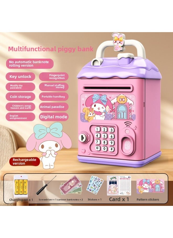 Can't Get In And Out Of The Year Piggy Bank Only Boys Password Box Kulomi Savings Girls Children Can Access-Color:Melody☀Password Key Unlock Without Automatic Banknote Rolling☀Rechargeable Version  - Image 1