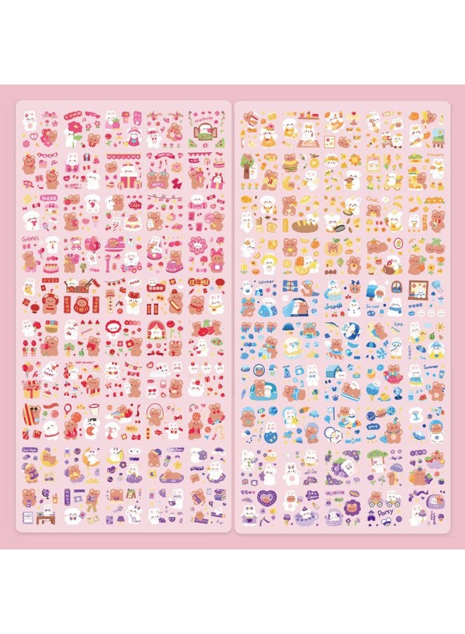 EAMOTOL Cute Cartoon Bunny Bear Stickers, 100 Sheets Kawaii Animals Transparent PET Scrapbooking Clipping Supplies Decals for Journaling Planners Collage Junk Journal Bullet Album Calendar Phone Case - Image 2
