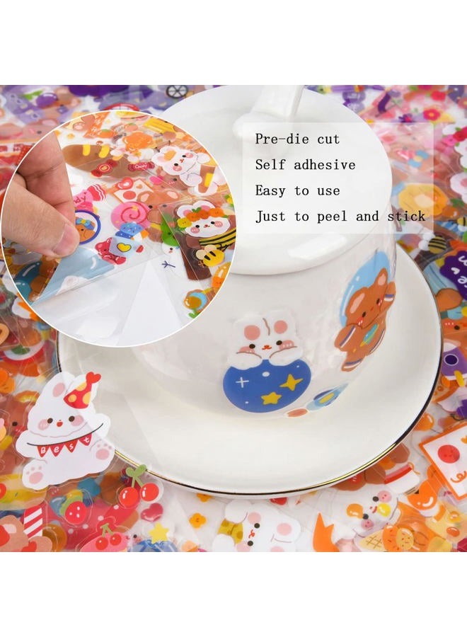 EAMOTOL Cute Cartoon Bunny Bear Stickers, 100 Sheets Kawaii Animals Transparent PET Scrapbooking Clipping Supplies Decals for Journaling Planners Collage Junk Journal Bullet Album Calendar Phone Case - Image 5