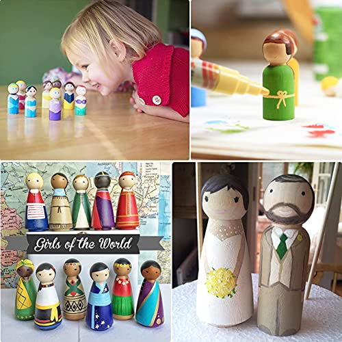 Abnaok 50 Pack Unfinished Wooden Peg Dolls, Peg People, Doll Bodies, Wooden Figures, Decorative Peg Doll People for Kids DIY Art Craft, Painting, Peg Game, Home Party Decor, Assorted Shapes and Sizes - Image 5