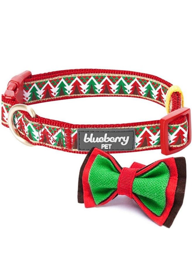 Blueberry Pet Blueberry Pet 4 Patterns Christmas Charm Breezy Trees Adjustable Dog Collar with Detachable Bow Tie, Medium, Neck 14.5"-20"  - Image 4
