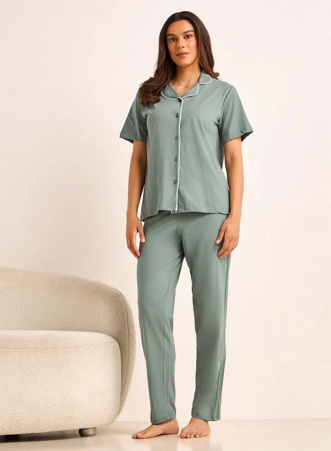 Splash FAV Pyjama Set Button-Down Shirt and Pants
