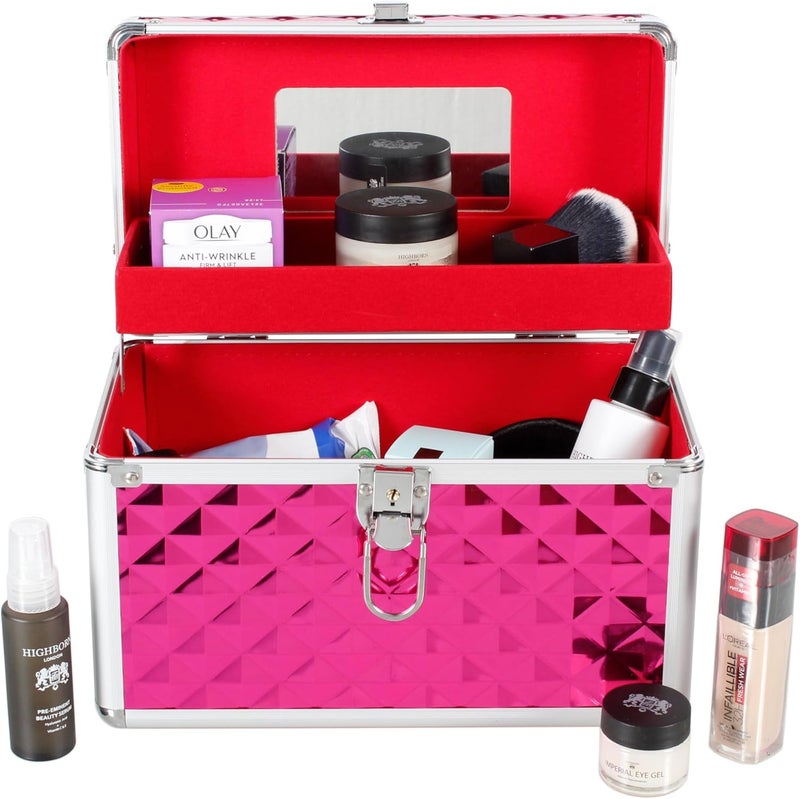 AR BRAND EST. 2021 Aluminium Hard Make Up Travel Storage Box Cosmetic Beauty Vanity Case Organiser - Image 2