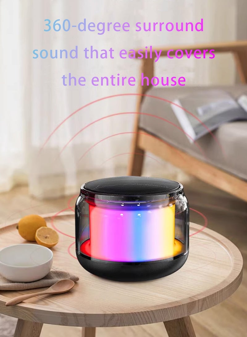 Portable Wireless Speaker, Powerful HD Stereo Speaker with TWS, Retro LED Light Show, 4H Playtime, USB Media Port, TF Card Slot and 3.5mm Port for Bluetooth Enabled Devices, Glitz Black - Image 4
