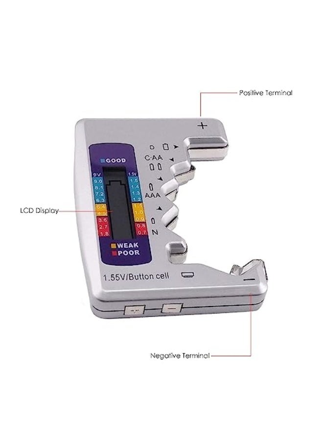 Battery Tester Checker Seven Type of Battery C AA AAA D N 9V (6F22) and 1.55V Batteries - Image 2