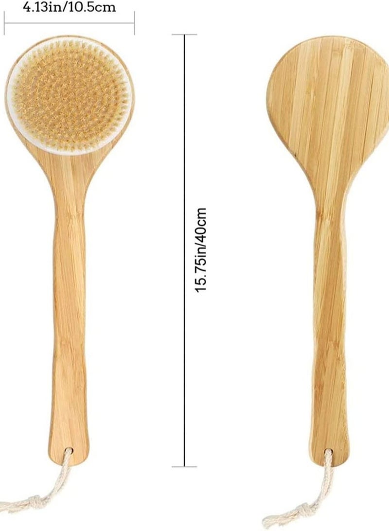 أوريتي فرشاة استحمام للجسم بمقبض طويل، فرشاة استحمام لتنظيف الظهر، فرشاة استحمام بشعيرات طبيعية، تعمل على تحسين الدورة الدموية، وتقشير البشرة، وصحة الجلد، فرشاة تنظيف الظهر سواء كانت رطبة أو جافة - Image 3