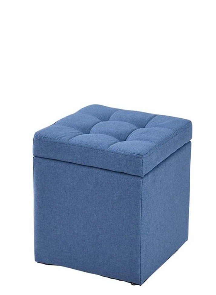 Generic FFD Blue Ottoman Storage Footrest Stool Multifunctional Storage Box Bench, Ottoman Chair, Shoe Change Bench, Storage Cube, Square Chest Ottoman for Home Living Room  - Image 1