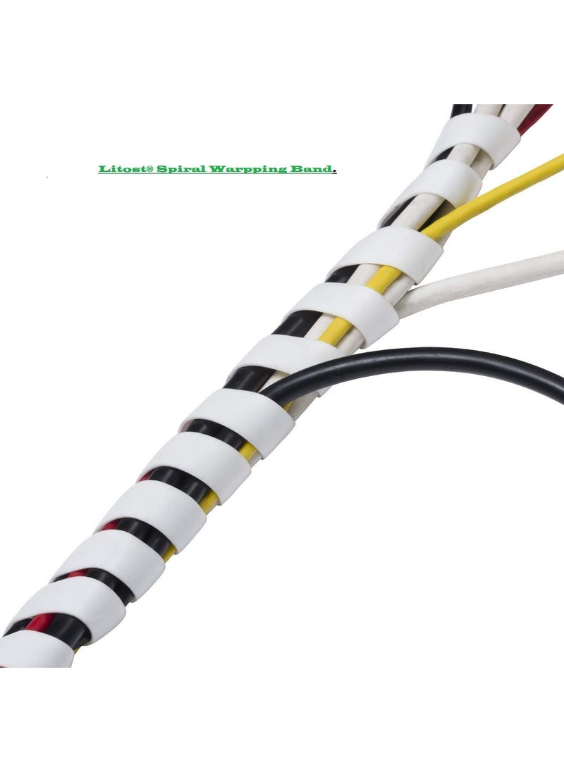 Litost Litost PVC Spiral Wrapping Band for Cable Wire Wrap Manager Size 9 MM Dia 38 INCHWhite Zip OrganizerApproximately Length 25 Meter  - Image 3