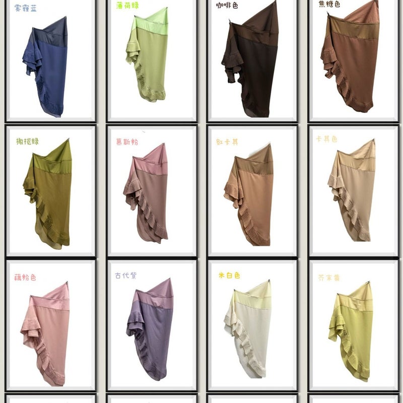 New Malay Cover Double-Layer Chiffon Pleated Head Cover Gauze Scarf Multi-Color W008 - Image 3