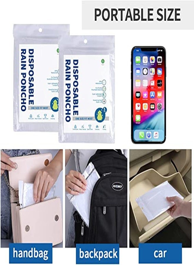 5-Pack Disposable Rain Ponchos for Adults, Clear Waterproof Jacket with Drawstring Hood and Elastic Sleeves, Ideal for Travel, Outdoor Activities, Hiking, and Emergencies (Blue) - Image 3