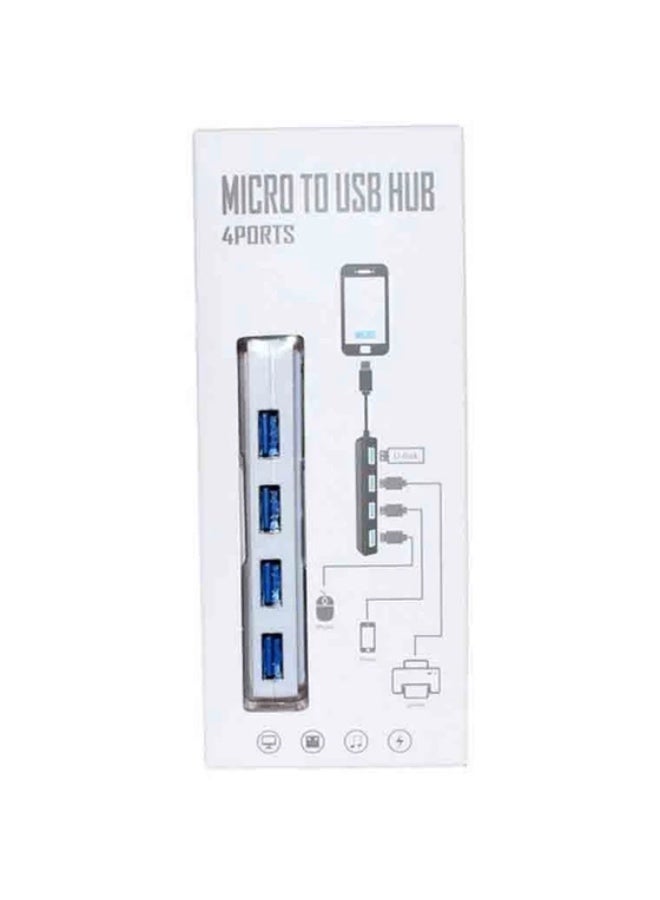 موزع USB صغير بـ 4 منافذ للهواتف والأجهزة اللوحية بمنفذ مايكرو
