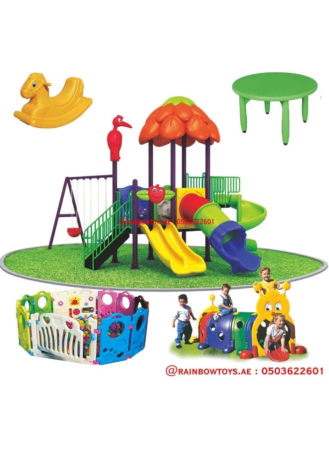 Rainbow Toys Outdoor Play Sets & Playground Equipment Games All In One Slide for kids and Swings for kids toys. Play-Ground Toys Area Size 700x450x370cm. - Image 2