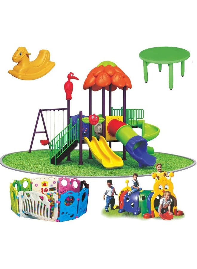 Rainbow Toys Outdoor Play Sets & Playground Equipment Games All In One Slide for kids and Swings for kids toys. Play-Ground Toys Area Size 700x450x370cm. - Image 1