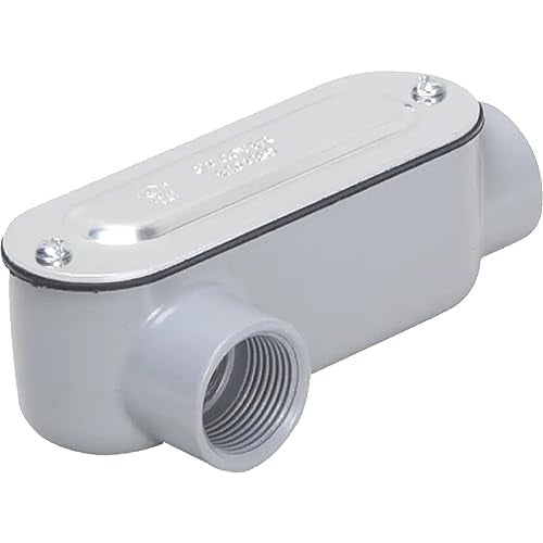 TayMac RLR050 Threaded LR Type Conduit Body, Die Cast Aluminum, Stamped Steel Cover, 1/2-Inch, Gray - Image 1