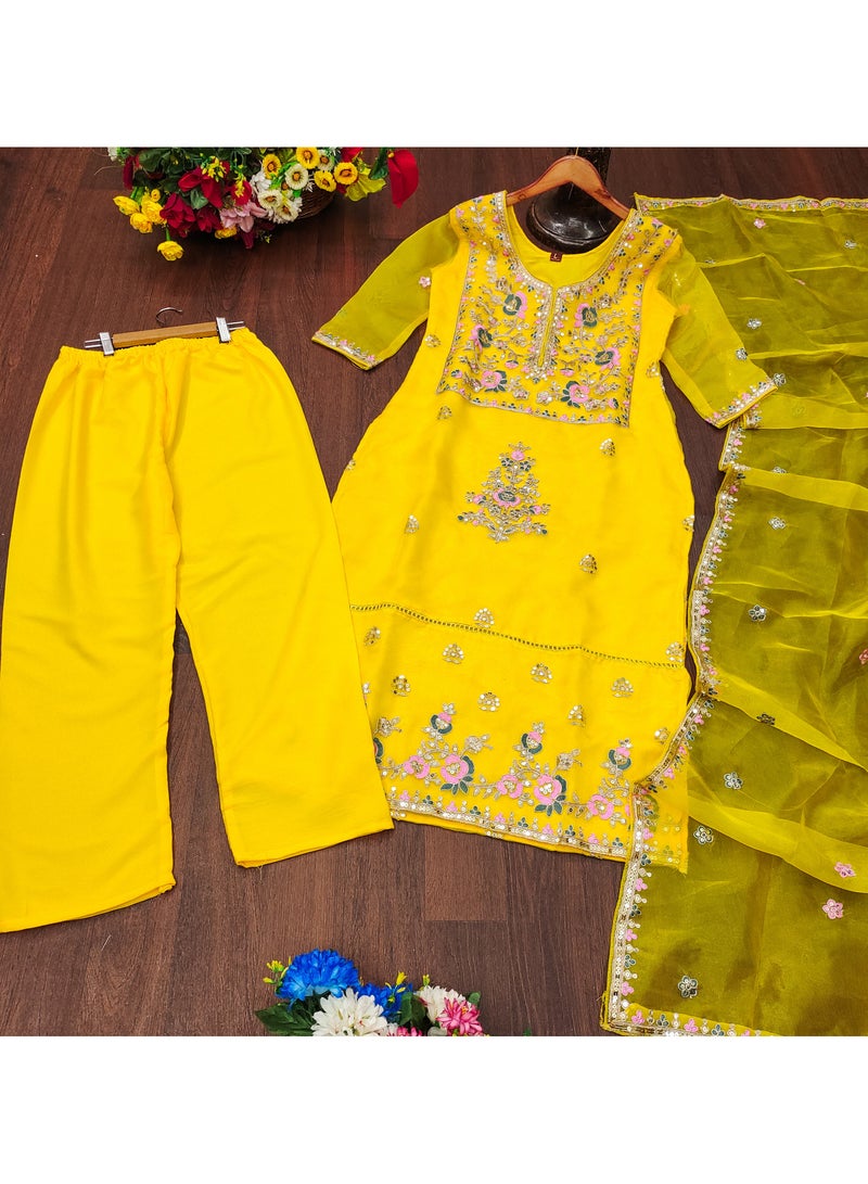 Super Asian Luxurious Organza Top with Coding Embroidery & 5mm Sequence Work, Paired with Micro Fabric Pants – Elegant and Stylish Ensemble - Image 3