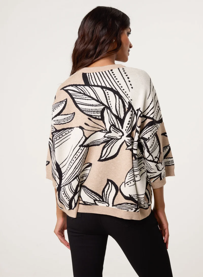 Blue Vanilla Flower Pattern Jumper