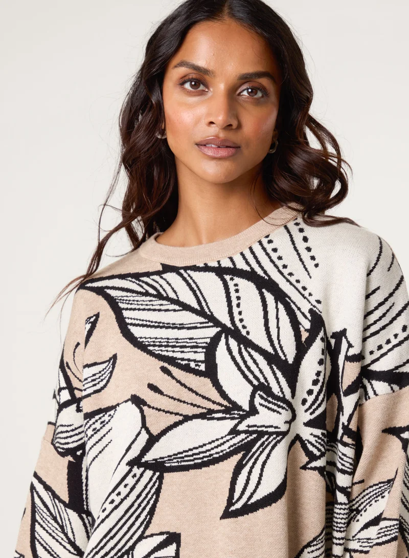 Blue Vanilla Flower Pattern Jumper