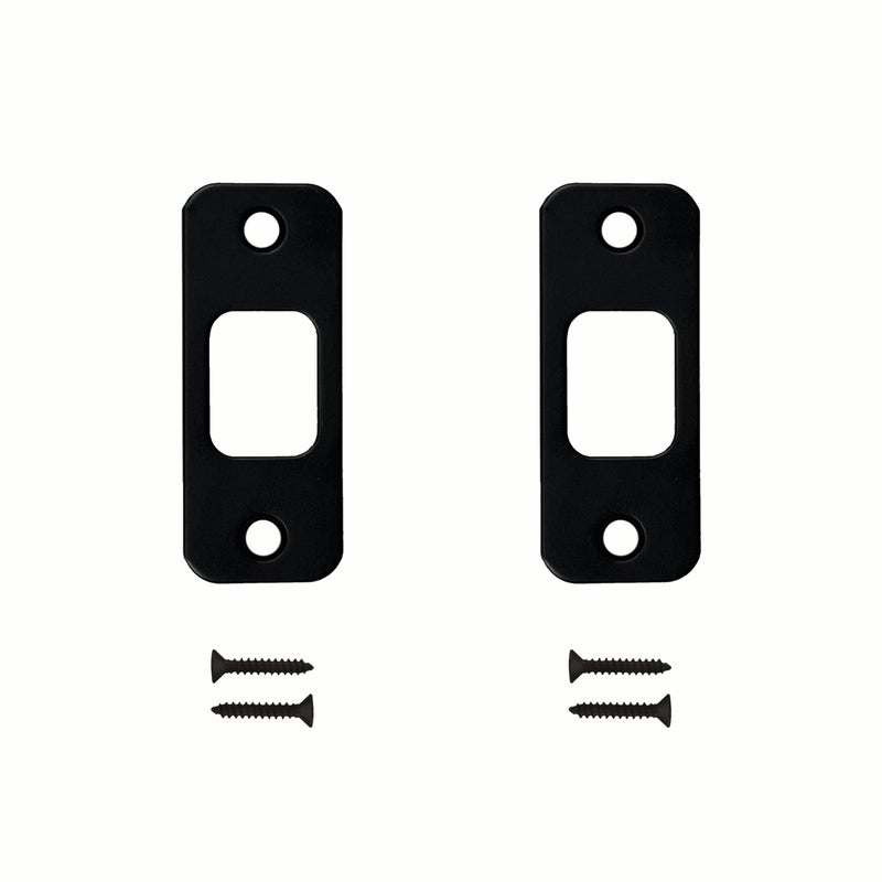 Sumbin Deadbolt Strike Plate Square Corner 1-1/8"" X 2-3/4"" With Dustbox (Matte Black) 2 Sets - Image 1