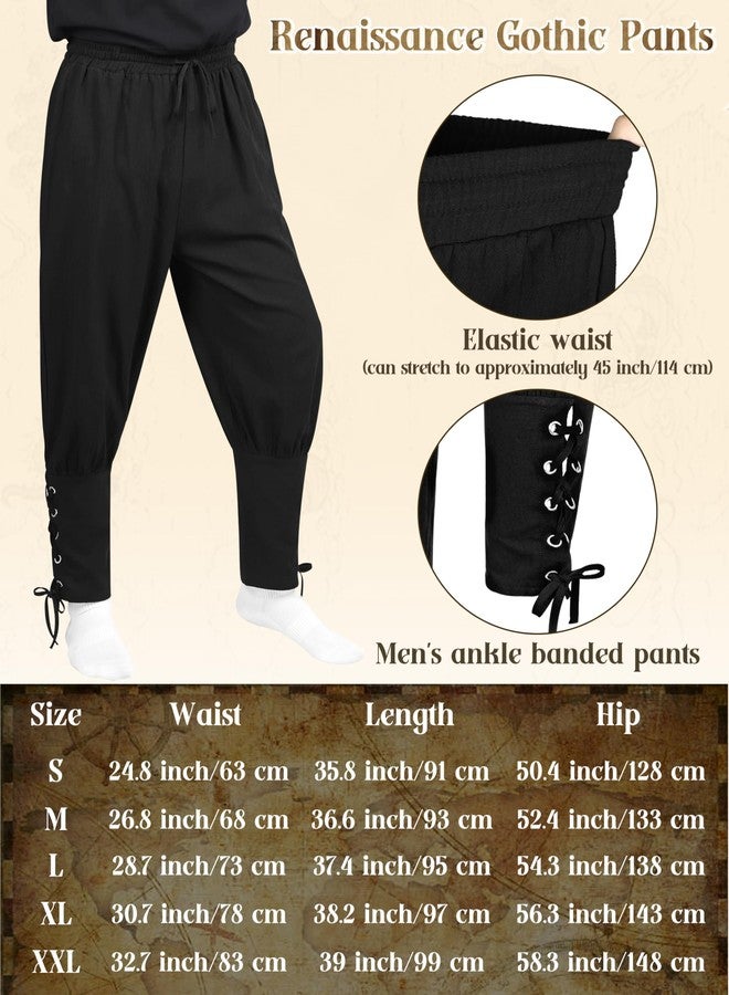 SOMSOC 8 Pieces Men's Halloween Renaissance Costume Set Pirate Shirt Viking Vest Medieval Pants Headscarf Belt - Image 3