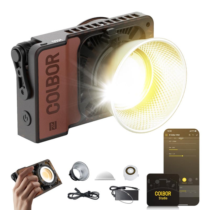  COLBOR COLBOR W60 Video Light 60W 2700K6500K BiColor Pocket Continuous Output Lighting with LED Screen 3 Powering Options APP Control for Filmmaking Live Streaming - Image 2