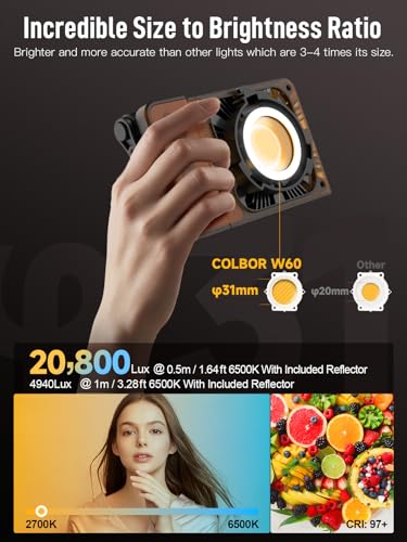  COLBOR COLBOR W60 Video Light 60W 2700K6500K BiColor Pocket Continuous Output Lighting with LED Screen 3 Powering Options APP Control for Filmmaking Live Streaming - Image 3