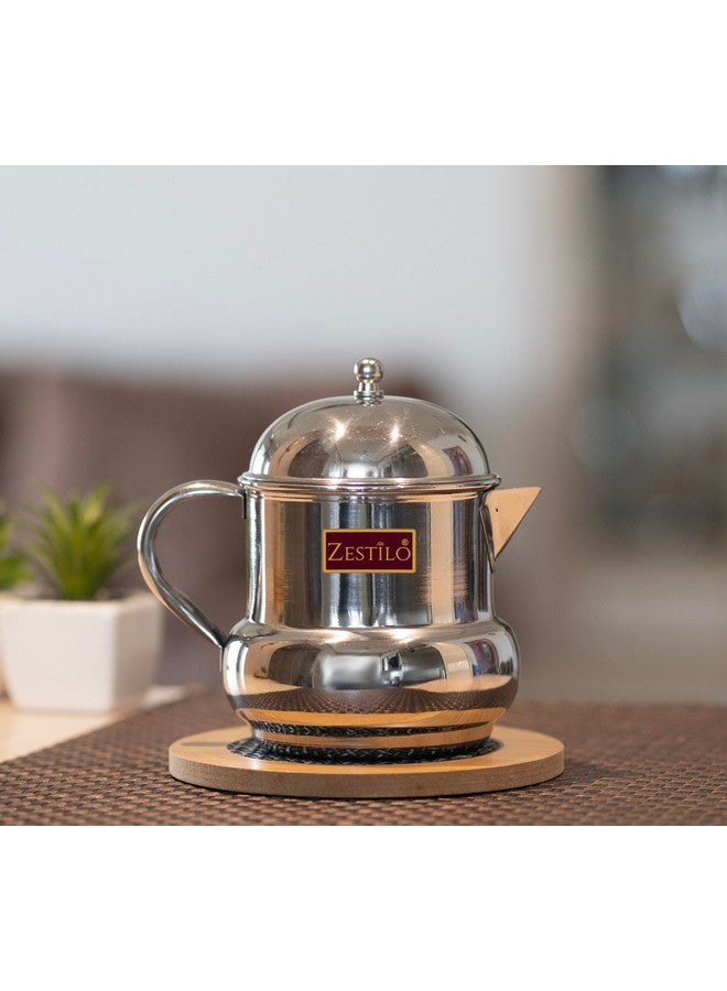 ZESTILO Oil Dispenser - 600 Ml Capacity, Steel Container With Dome, Silver - Image 1
