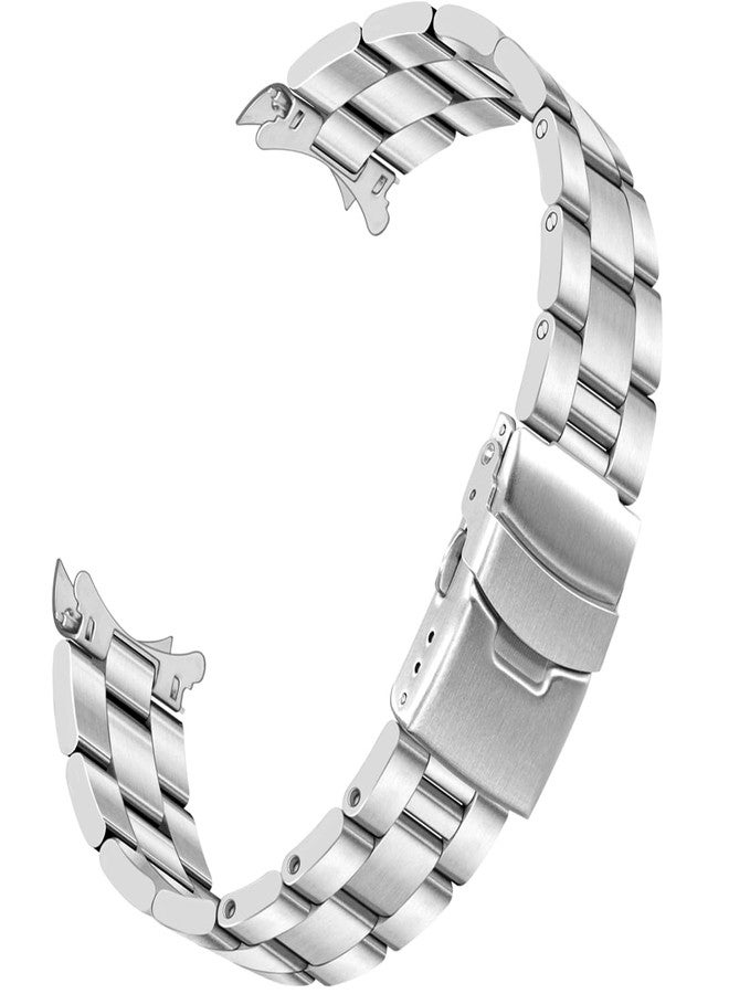 YISIWERA 20mm 22mm Stainless Steel Curved End Watch Band Replacement Double FlipLock Buckle Metal Watch Strap Bracelet for Men Women, 3 Flat-Silver, 20mm, Classic - Image 1