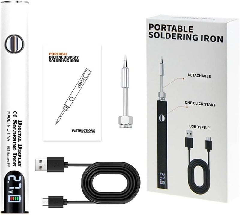 مكواة لحام قابلة لإعادة الشحن عبر USB C مع موصل 510 وشاشة LED وعرض الجهد القابل للتعديل باللون البنفسجي - Image 5