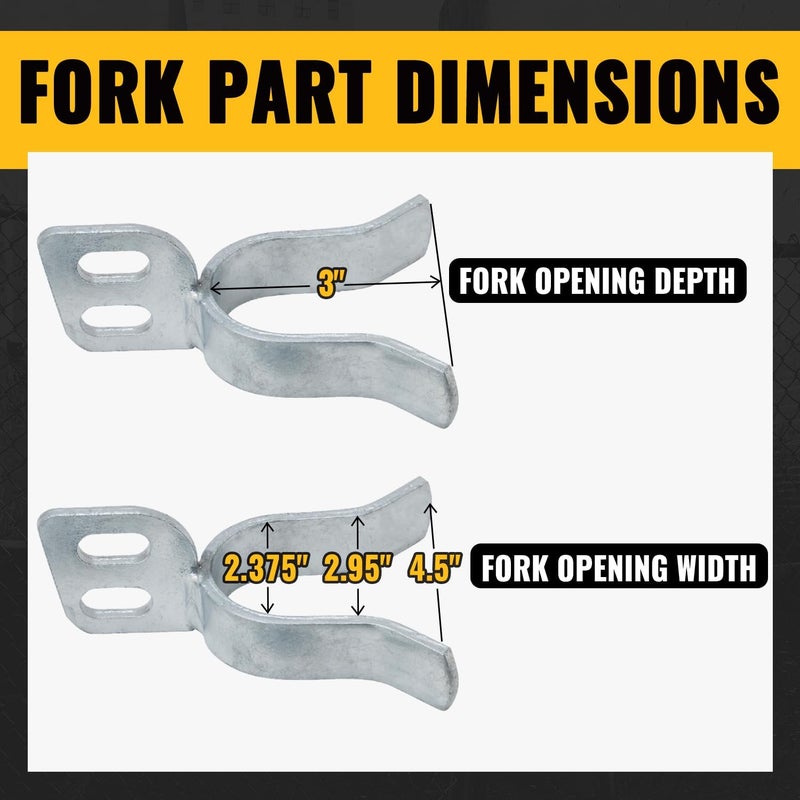 VIVIDA 1-3/8" x 2-3/8" Chain Link Gate Latch 2 PCS, Fence Fork Latch for Metal Gates with Padlock Hole, Galvanized Steel, Chain Link Fence Parts - Image 4