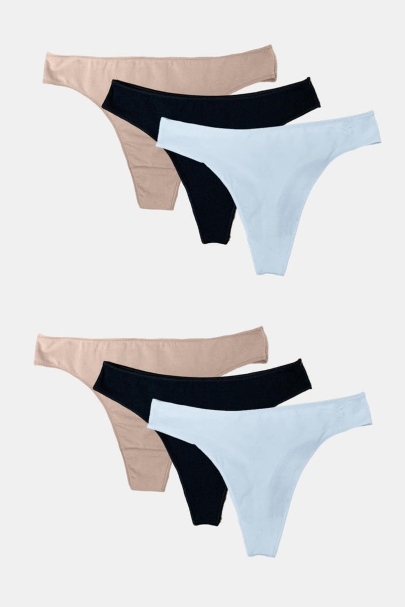 Malabadi Women Black White Skin 6-Piece Modal String Thong 186  - Image 1