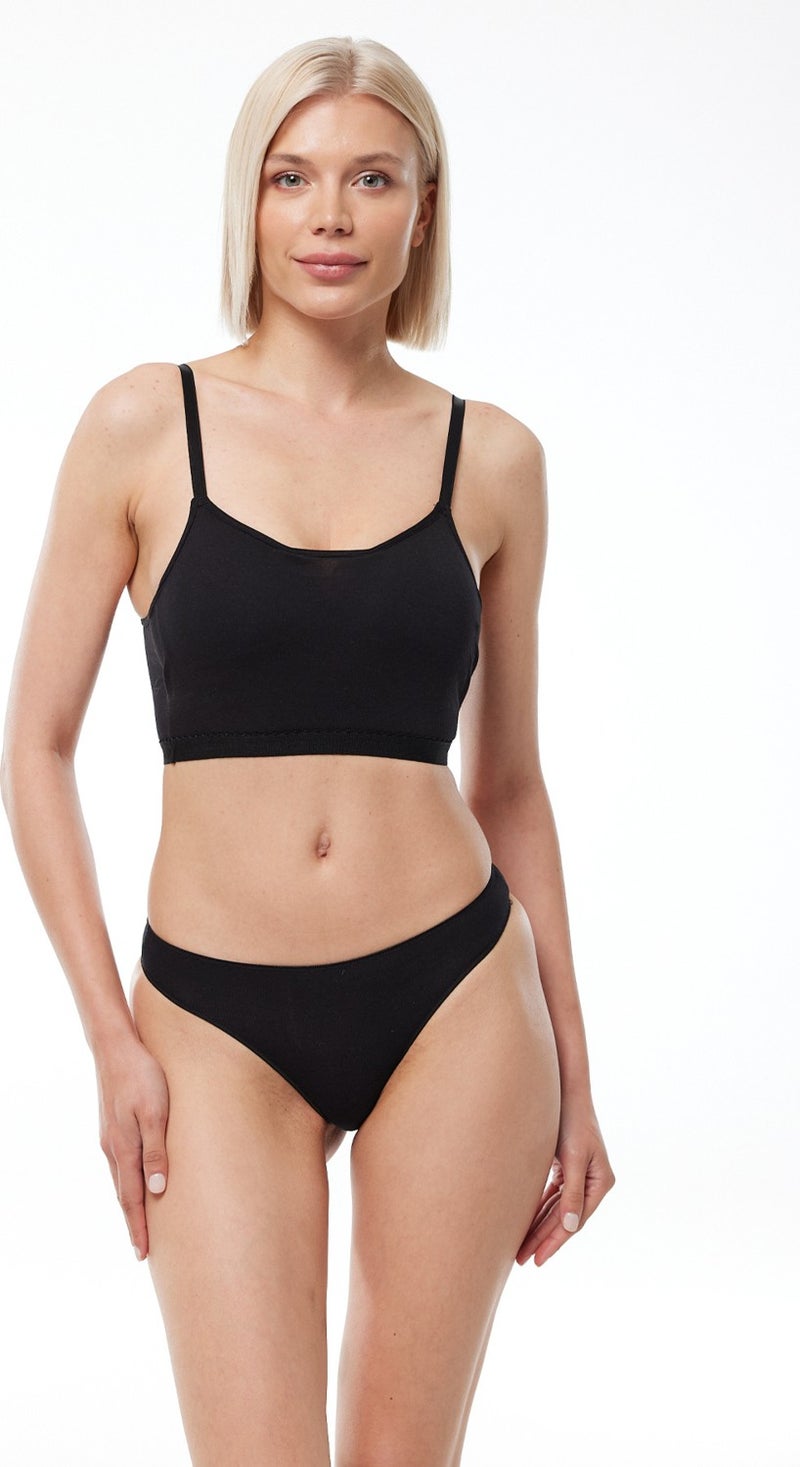 Malabadi Women Black White Skin 6-Piece Modal String Thong 186  - Image 4