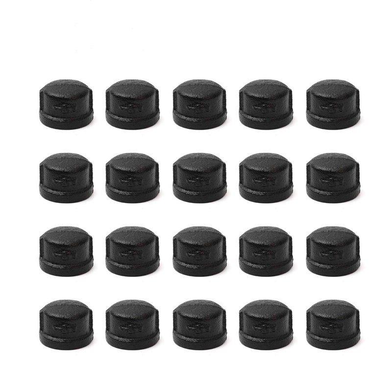 Home TZH 12 Black Pipe Cap Home TZH 20 Pack 12 Black Malleable Iron Cast Pipe Caps for SteamPunk Vintage Shelf Bracket DIY Plumbing Pipe Decor Furniture 20 Black 12 Inch 