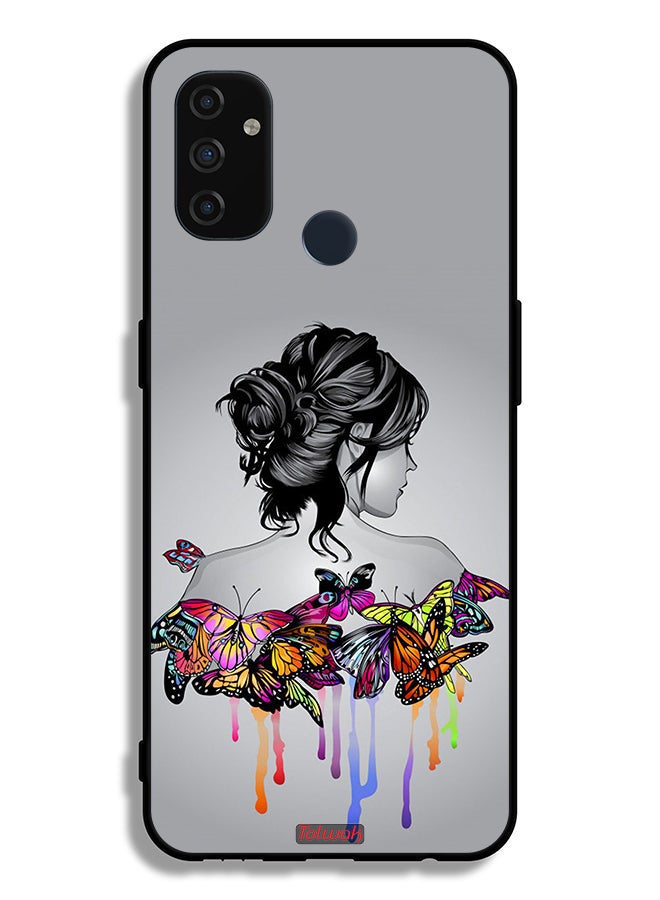 Tolwak OnePlus Nord N100 Protective Case Cover Butterflies And Girl Abstract Art - Image 2