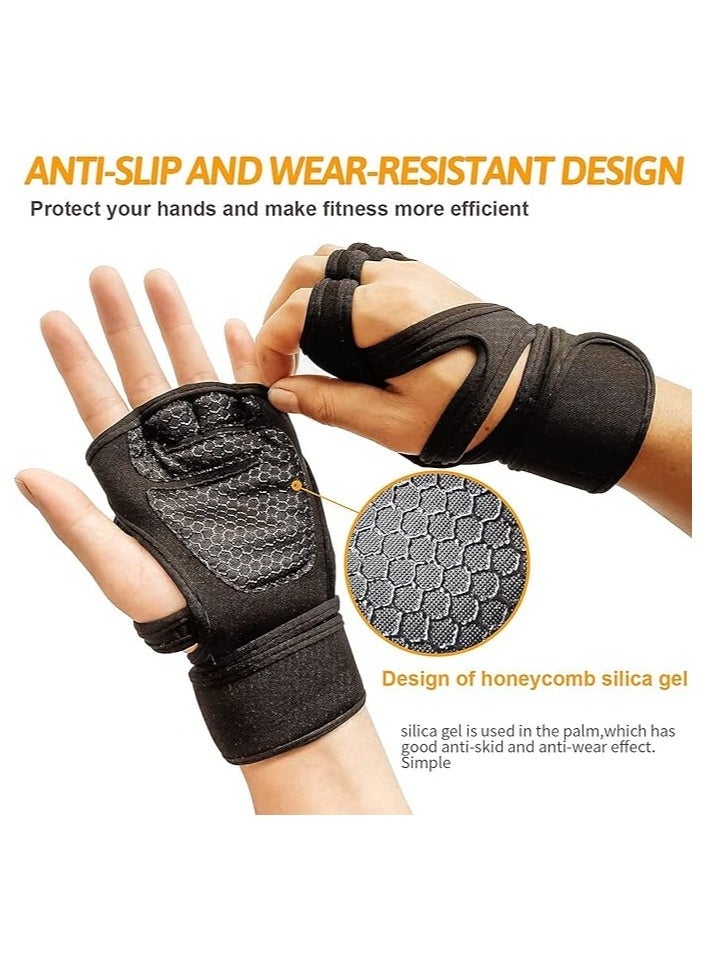 RedMapleTEK Sports Cross Training Gloves, Fitness Gloves With Wrist Support, Gym Workout,Weightlifting & Fitness-Leather Padding, With Strong Grip And Palm Protection,No Calluses-Suits Men & Women,Black  - Image 5