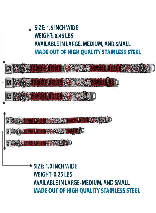 Buckle Down Buckle-Down Seatbelt Buckle Dog Collar - ZOMBIE KILLER w/Stacked Zombies Sketch - 1.5" Wide - Fits 16-23" Neck - Medium - Image 3