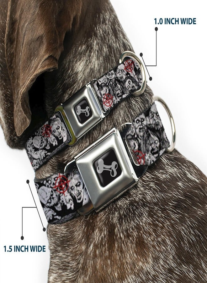 Buckle Down Buckle-Down Seatbelt Buckle Dog Collar - ZOMBIE KILLER w/Stacked Zombies Sketch - 1.5" Wide - Fits 16-23" Neck - Medium - Image 2