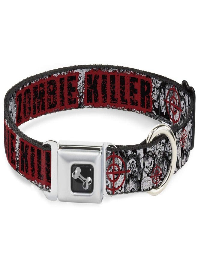 Buckle Down Buckle-Down Seatbelt Buckle Dog Collar - ZOMBIE KILLER w/Stacked Zombies Sketch - 1.5" Wide - Fits 16-23" Neck - Medium - Image 1