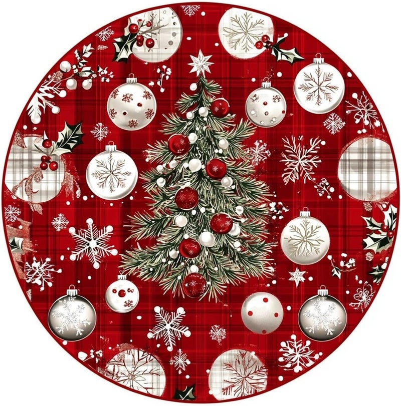 Christmas Tree Skirt - Matching Deer Snow Christmas Tree Skirt Cushion Festive Decorations(Red10,90cm) - Image 1