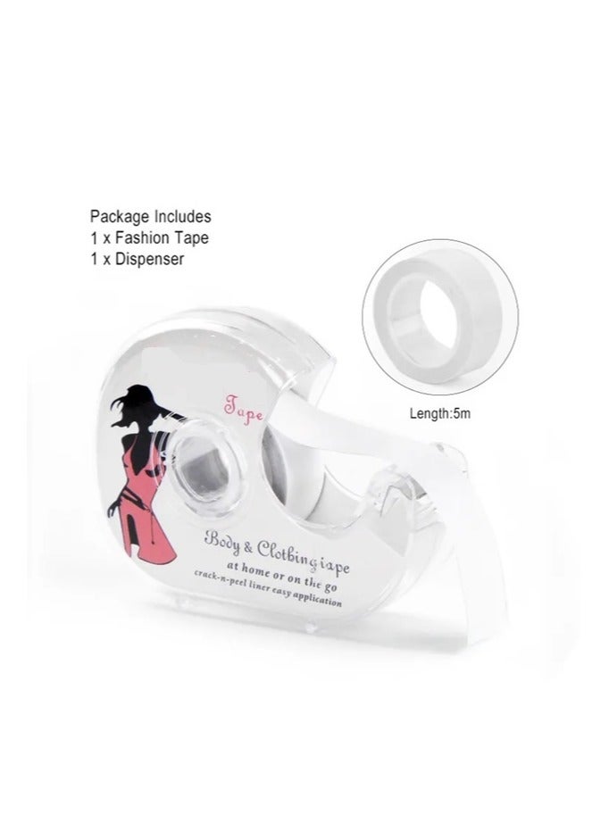 Generic Women's Fashion Body Tape Clear Fabric Double Sided Clothing Adhesive Tape with Dispenser for Clothes Dress and Bras 5m  - Image 4