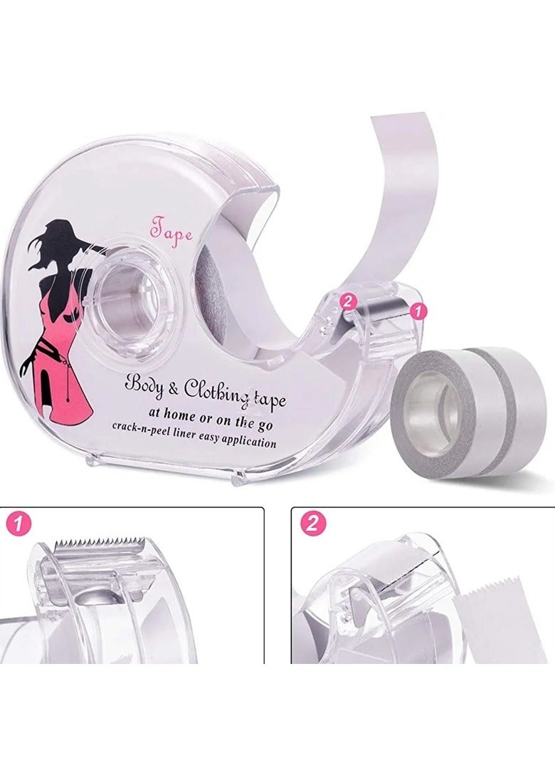 Generic Women's Fashion Body Tape Clear Fabric Double Sided Clothing Adhesive Tape with Dispenser for Clothes Dress and Bras 5m  - Image 3