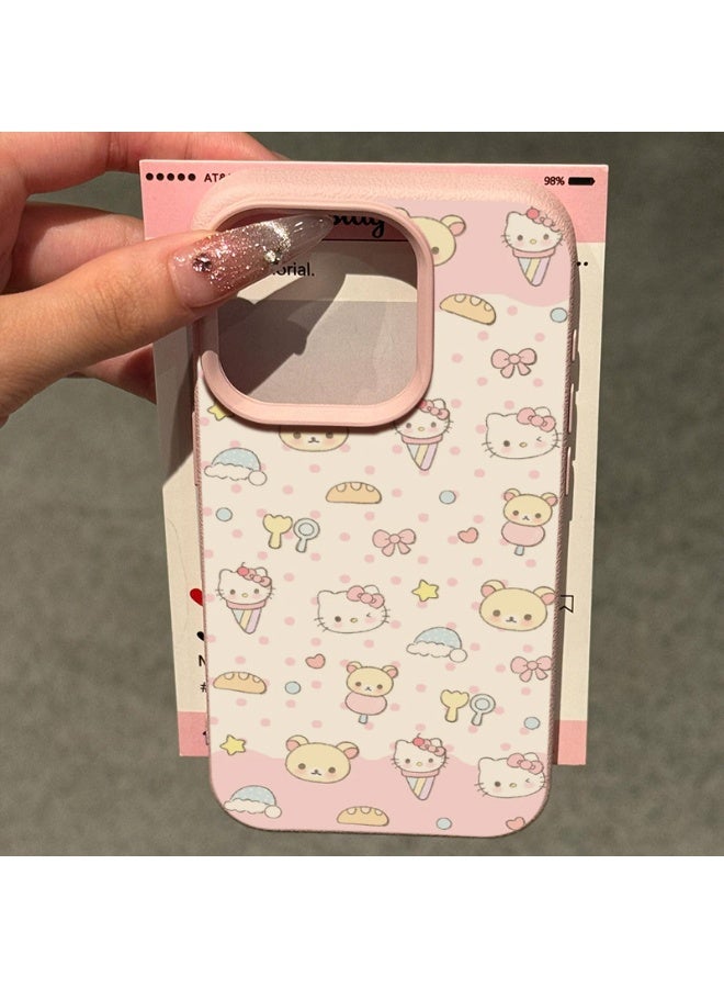 NIBEMINENT Kitty Bear Protective TPU Case Cover For iPhone 15 Pro, Powder