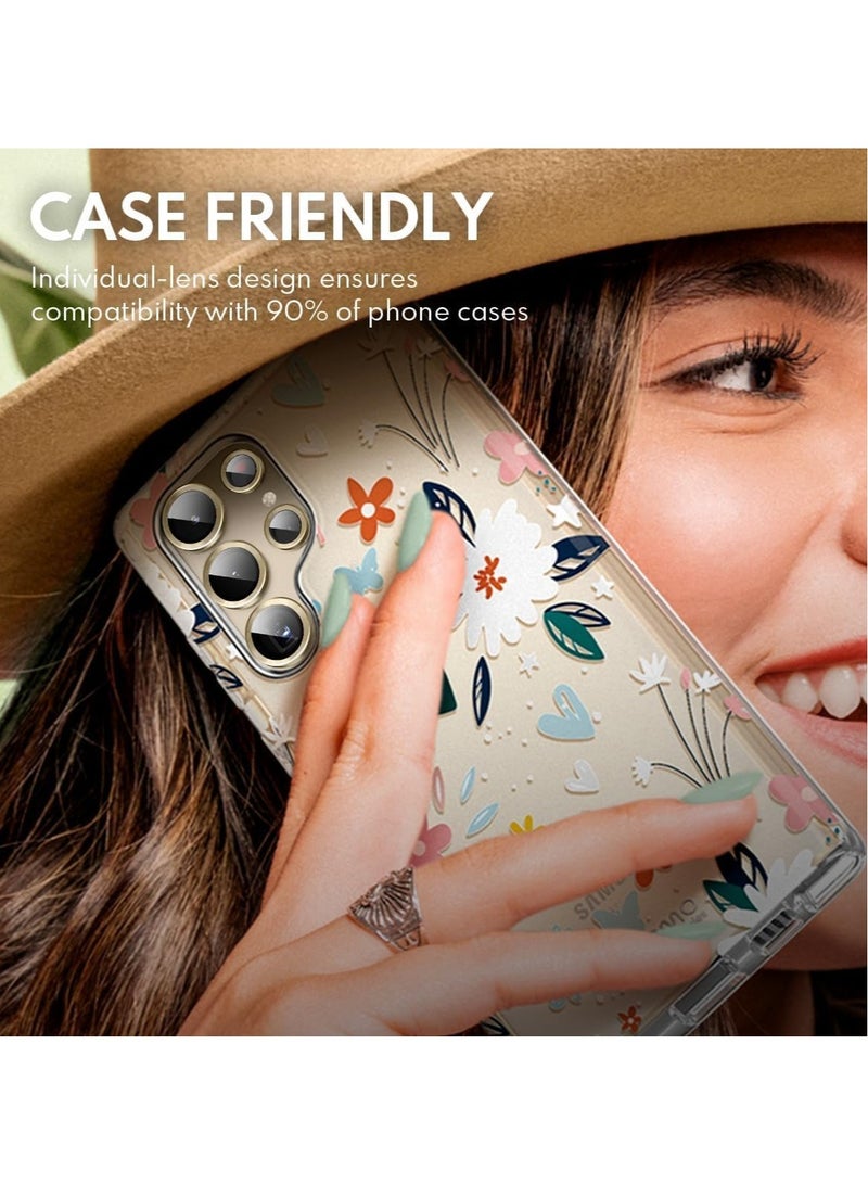 إلترازون واقيات عدسة الكاميرا لهاتف Samsung Galaxy S24 Ultra 5G، تغطية كاملة من الزجاج المقسى، طبقة حماية فائقة الدقة، صلابة 9H، مضادة للخدش - ذهبي - Image 5