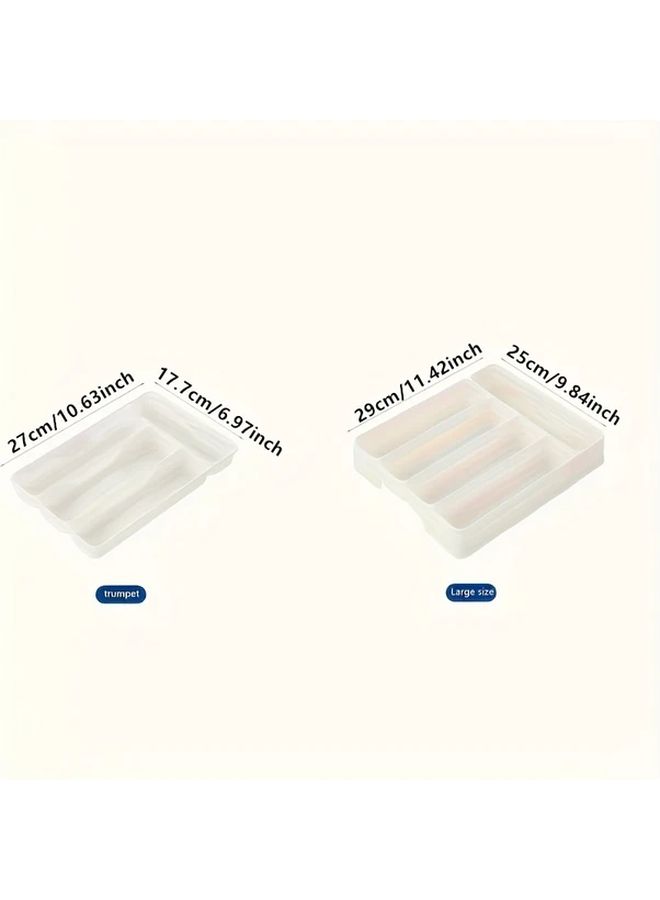 White 5 Grid Plastic Flatware Organizer Wall Mountable Kitchen Drawer Divider - Image 3